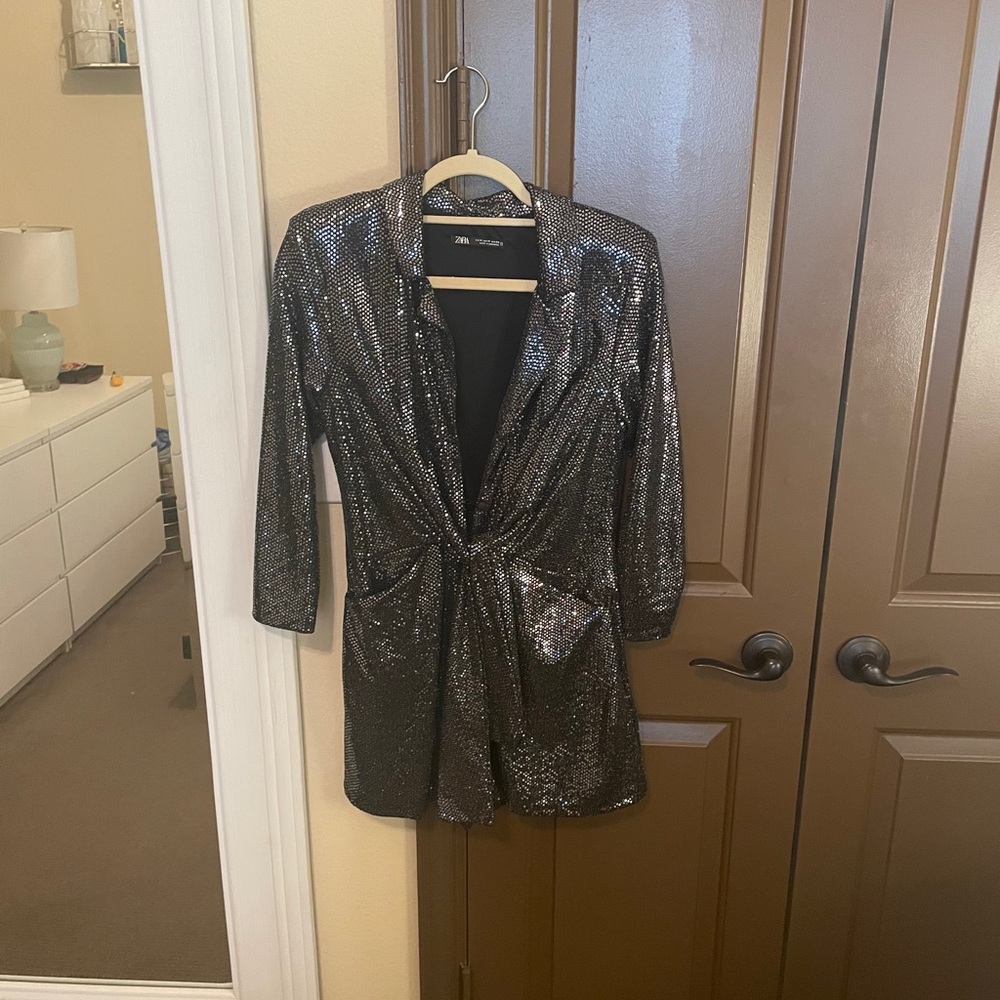 Zara Sequin Tuxedo Romper